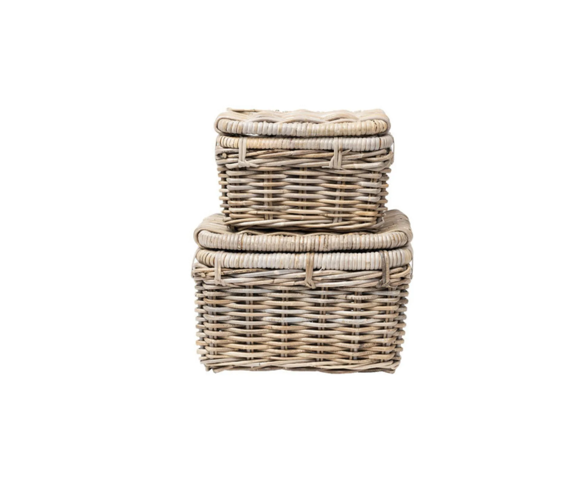 2 Piece Wilmington Lidded Rattan Hamper Set