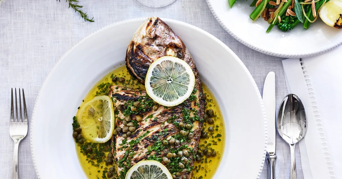 Whole baked snapper, herb butter, lemon & capers | Home Beautiful
