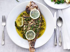 Whole baked snapper with herb butter