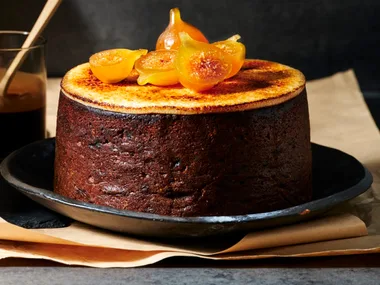Fig fruit cake with caramelised marzipan