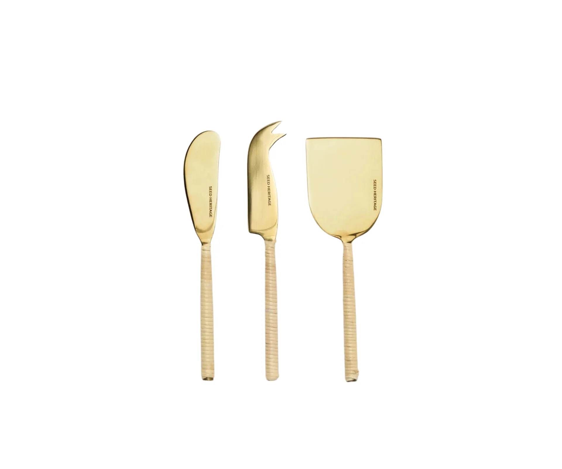 Oskar rattan cheese knife set
