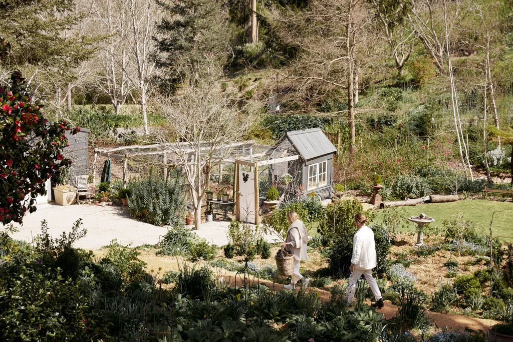 Florists collect foliage in the garden.