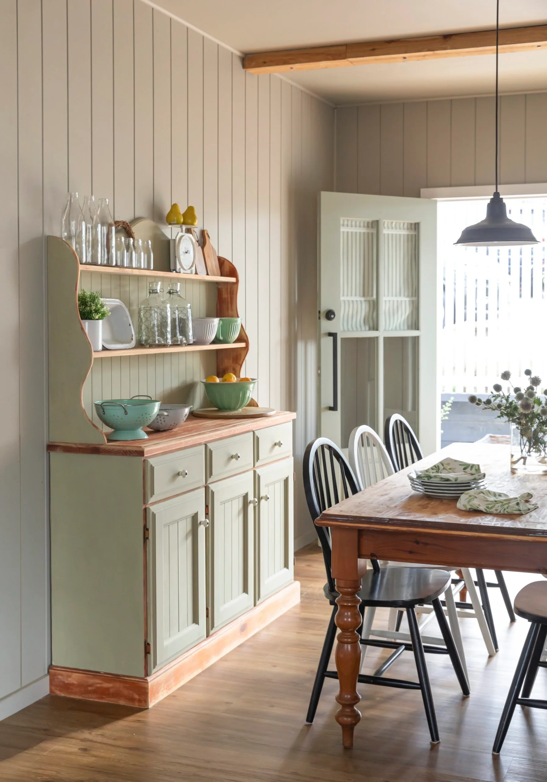 Modern farmhouse dining room in Melbourne. 