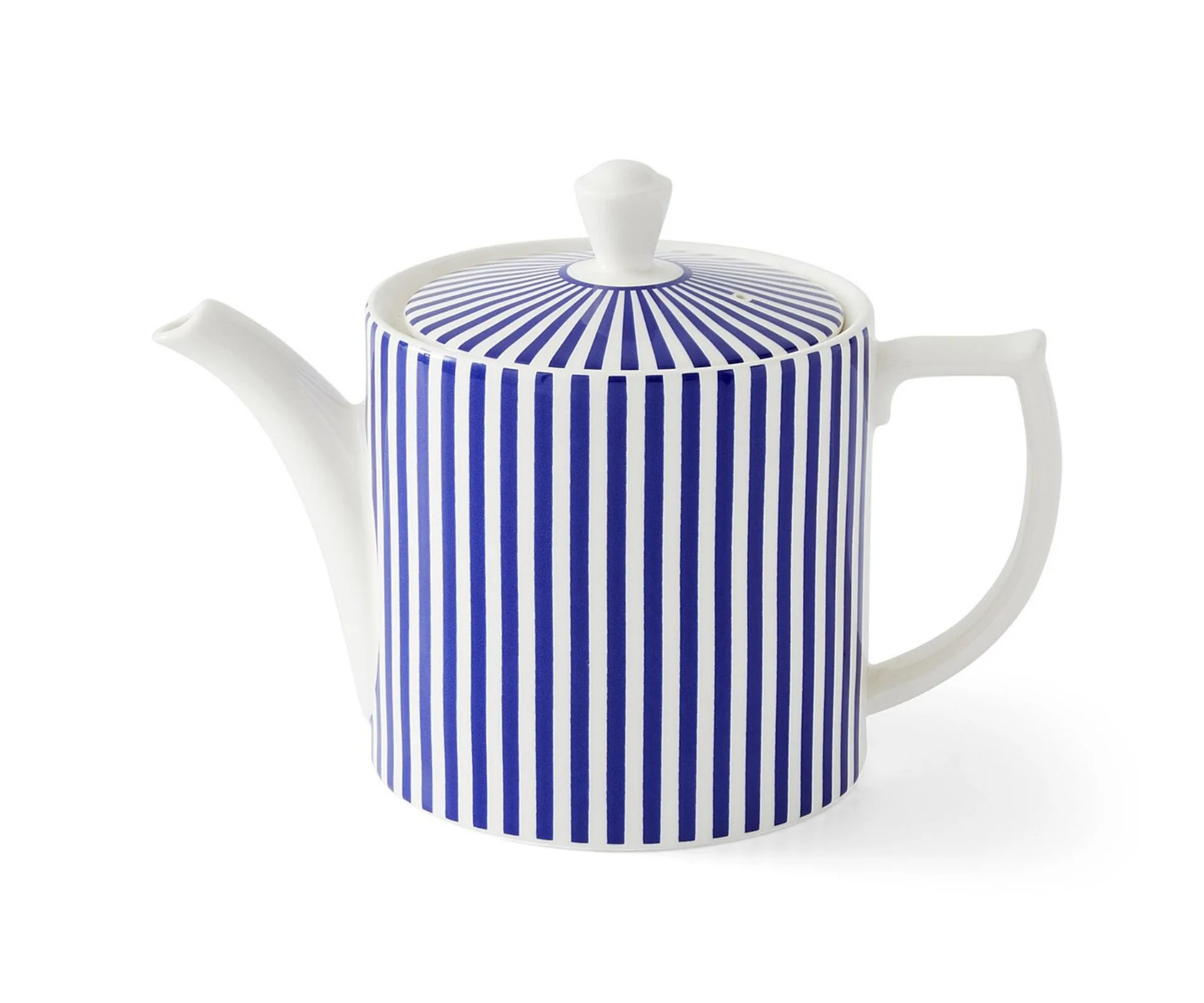 Blue and white striped teapot