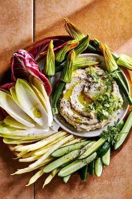 Whipped eggplant dip with Italian-style crudités