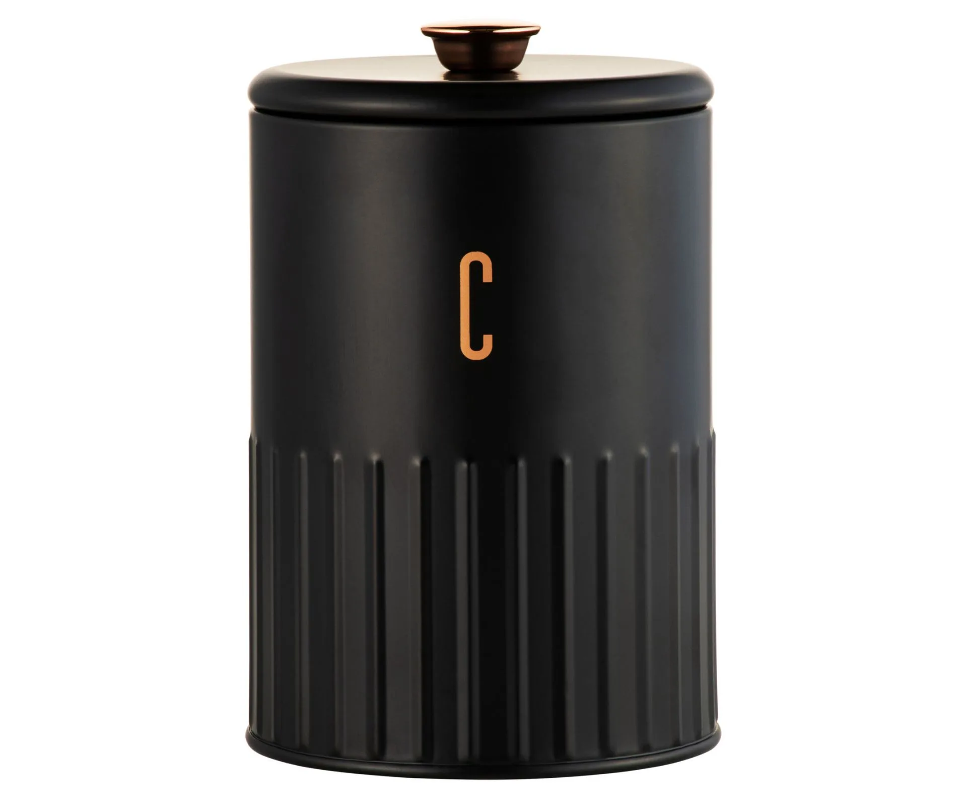 A black coffee cannister