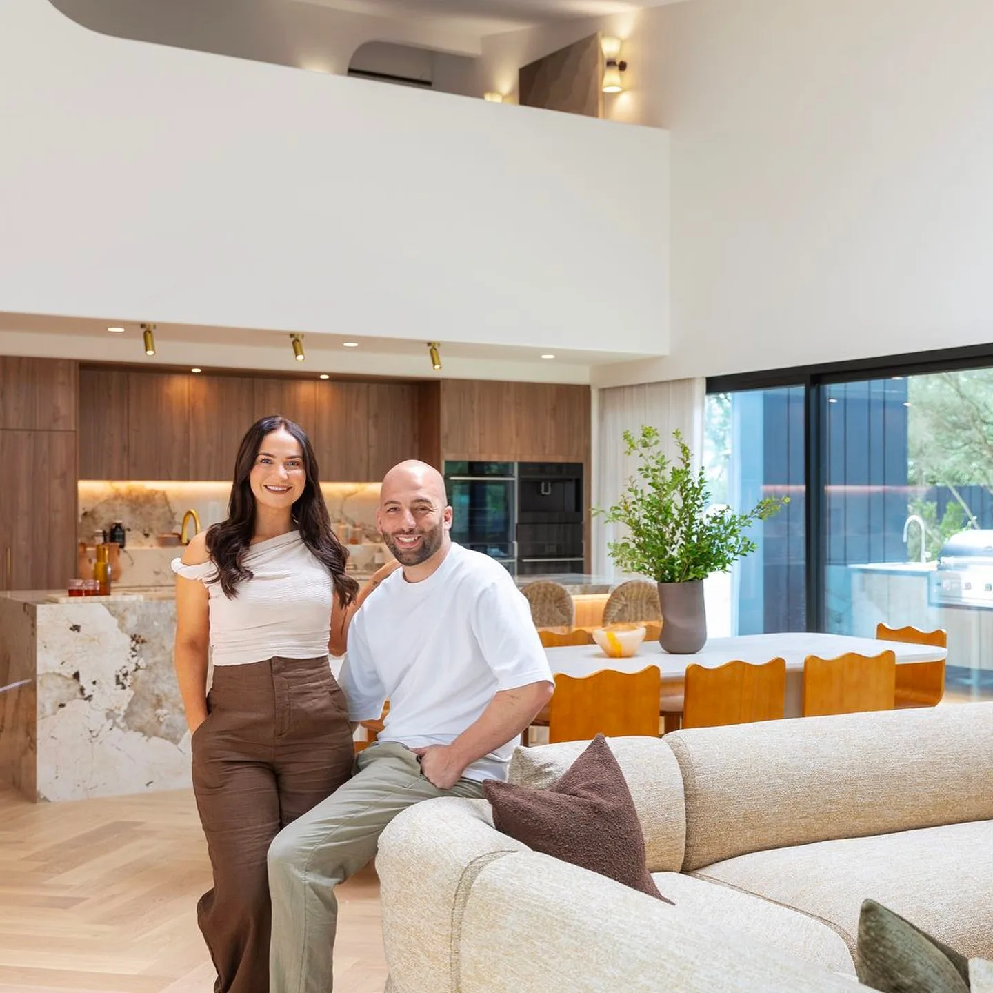 Courtney and Grant The Block house kitchen portrait