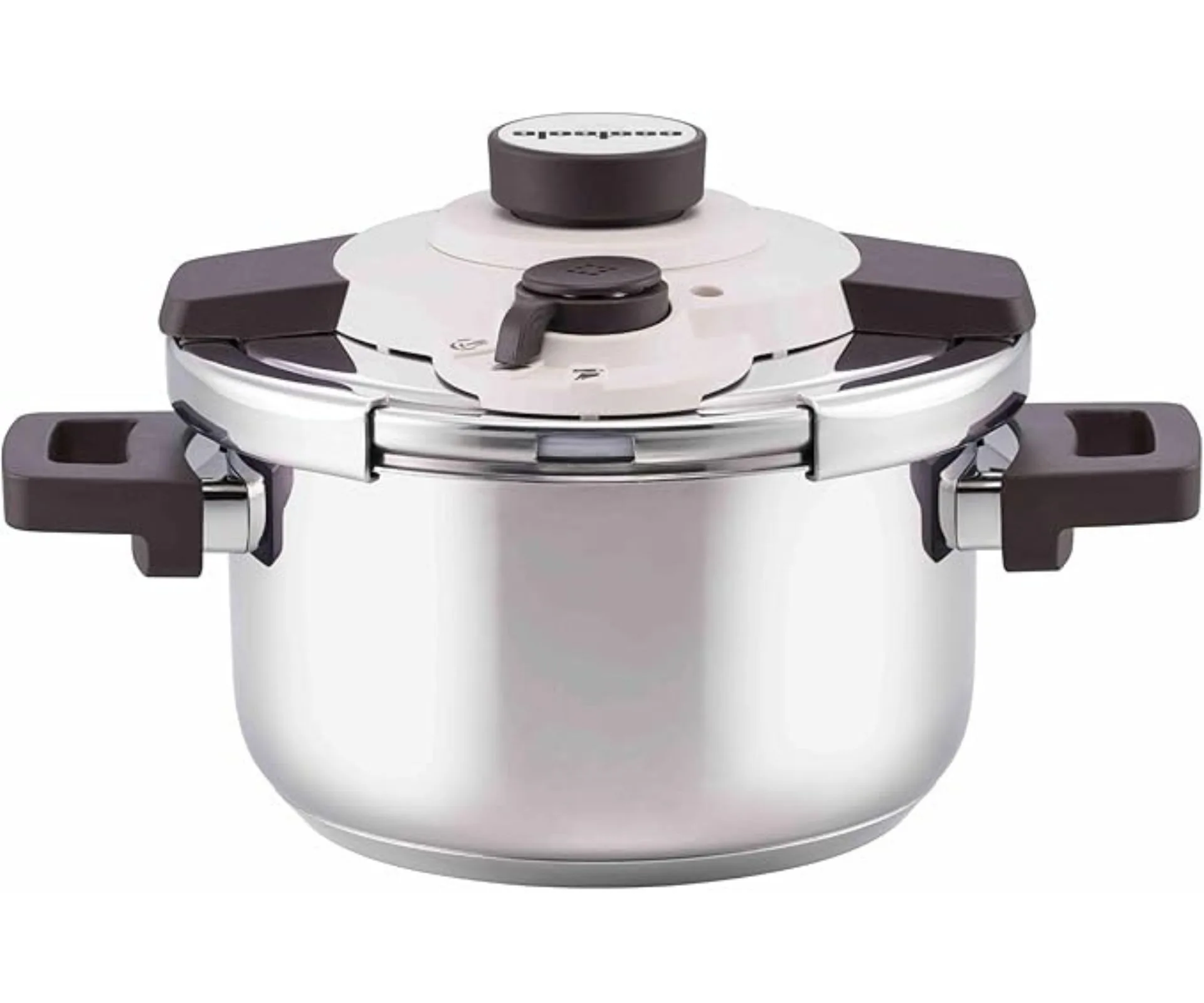 A silver pressure cooker