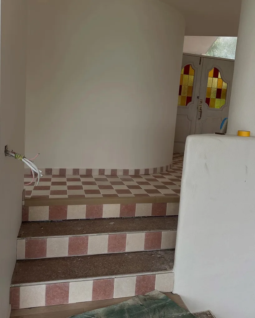 The stairs with tiles