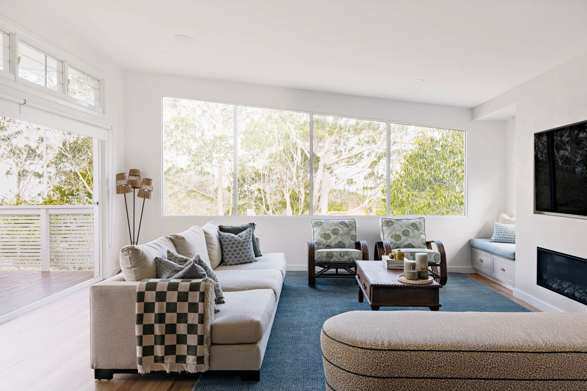 The living room inside a South Coast holiday home. 
