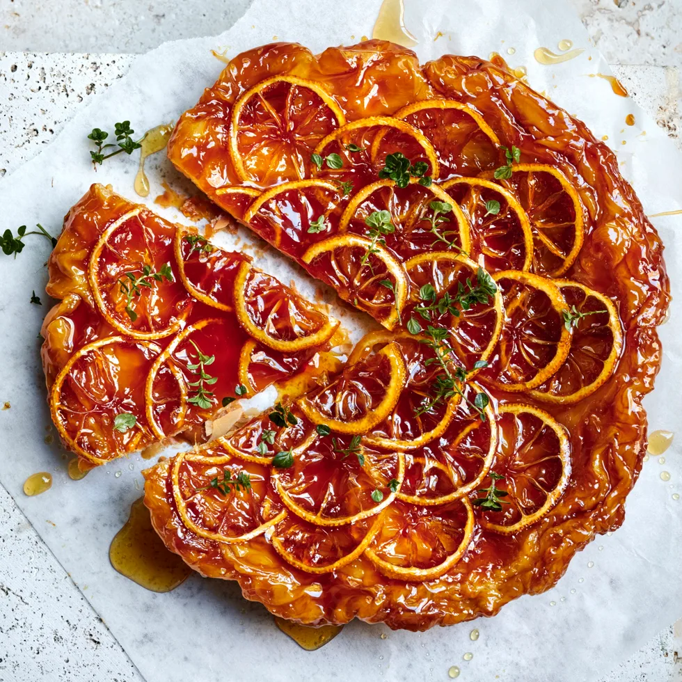 bitter lemon and honey tarte tatin