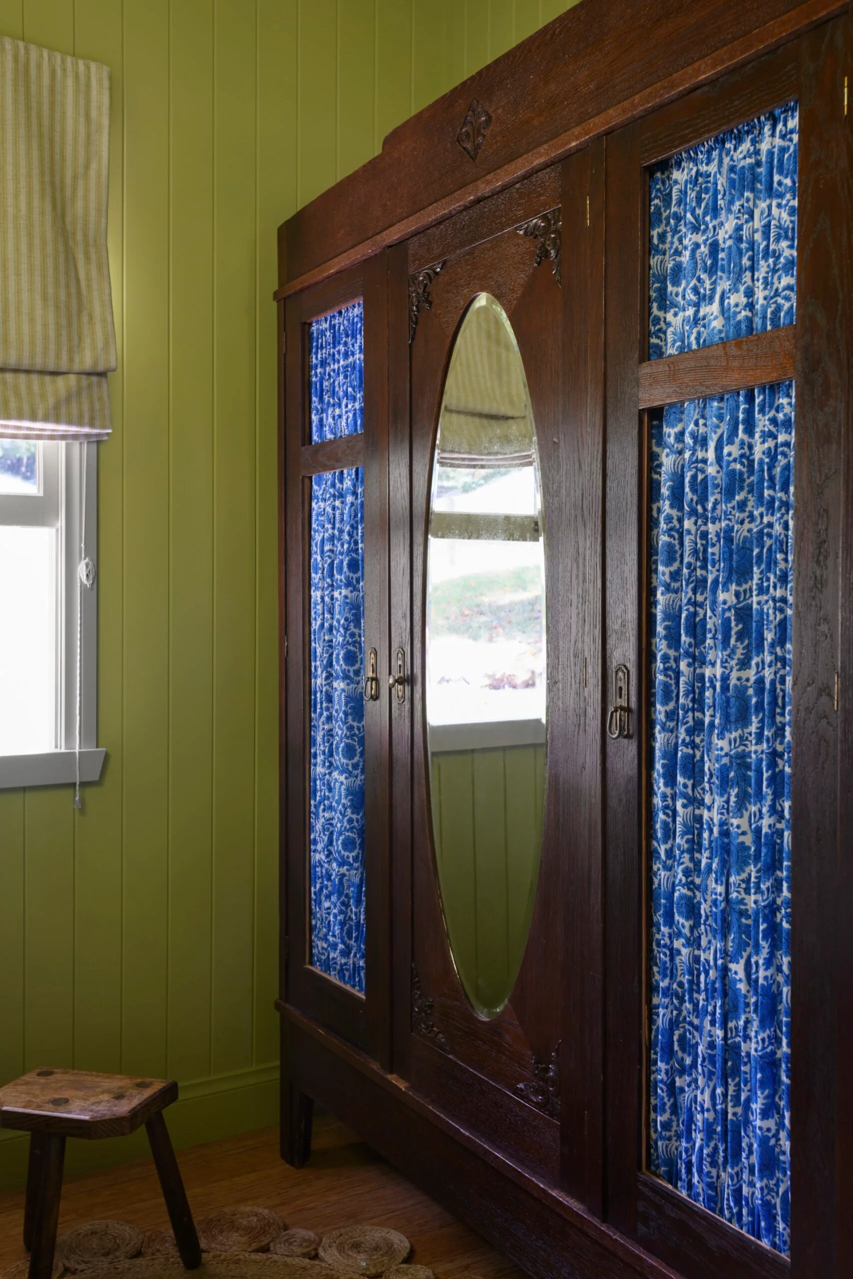 An antique wardrobe inside a century-old cottage. 