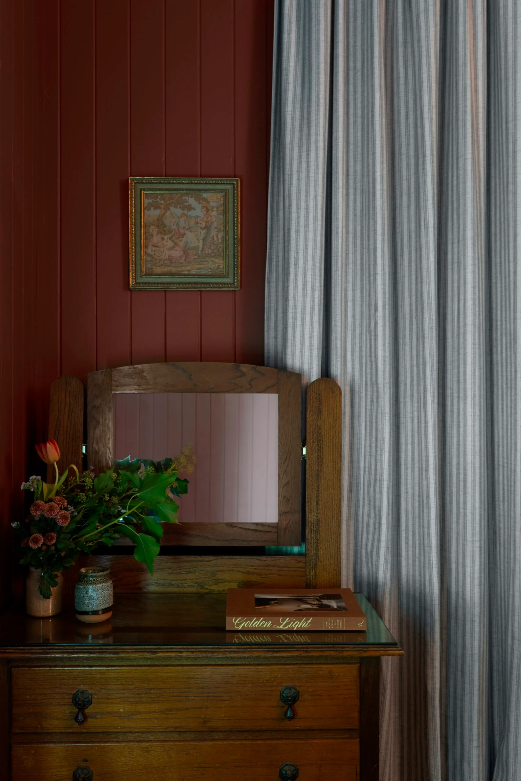 The antique dresser inside a century-old cottage renovation. 