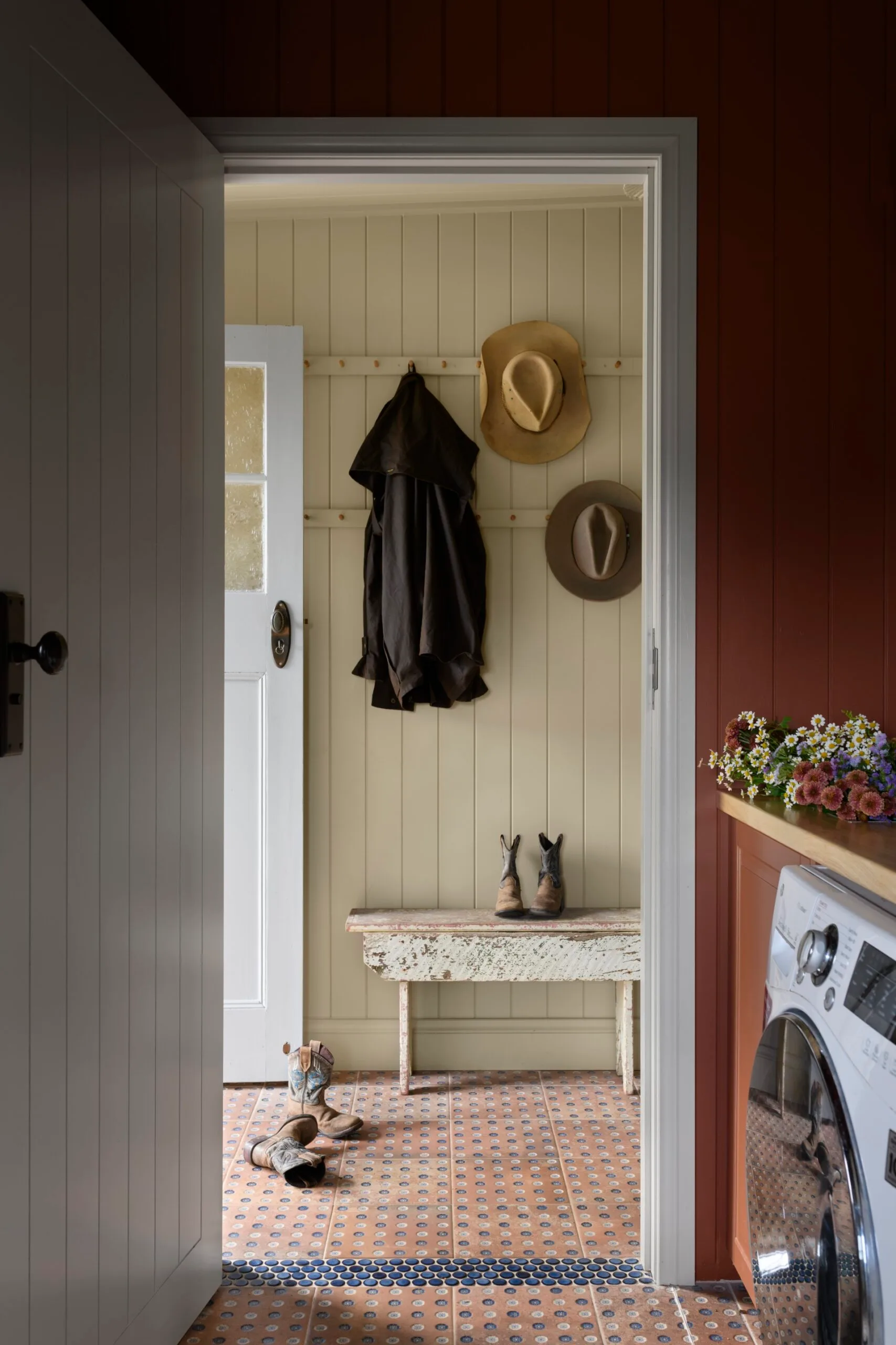 The mudroom inside a century-old cottage. 