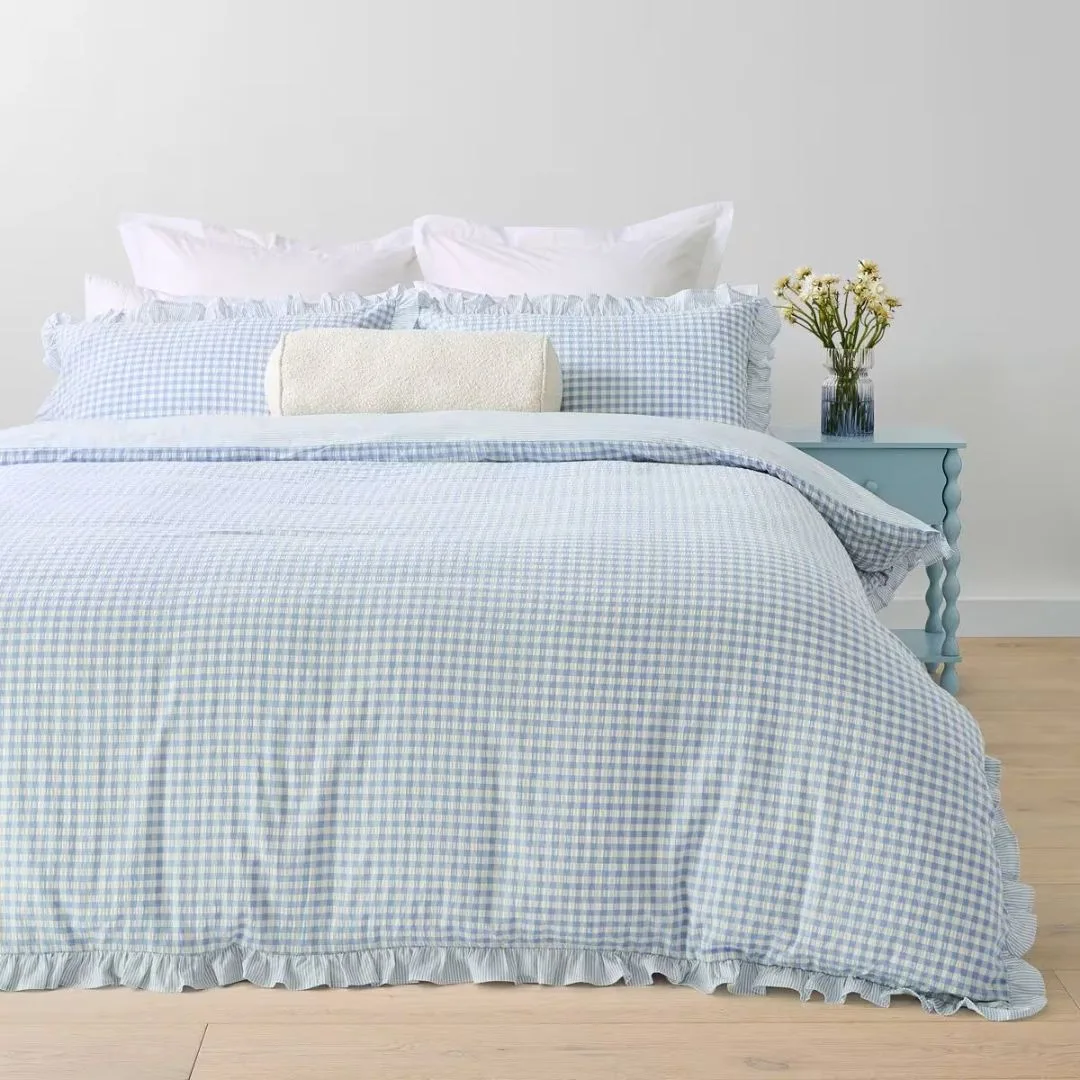 Blue gingham bedspread from Kmart. 