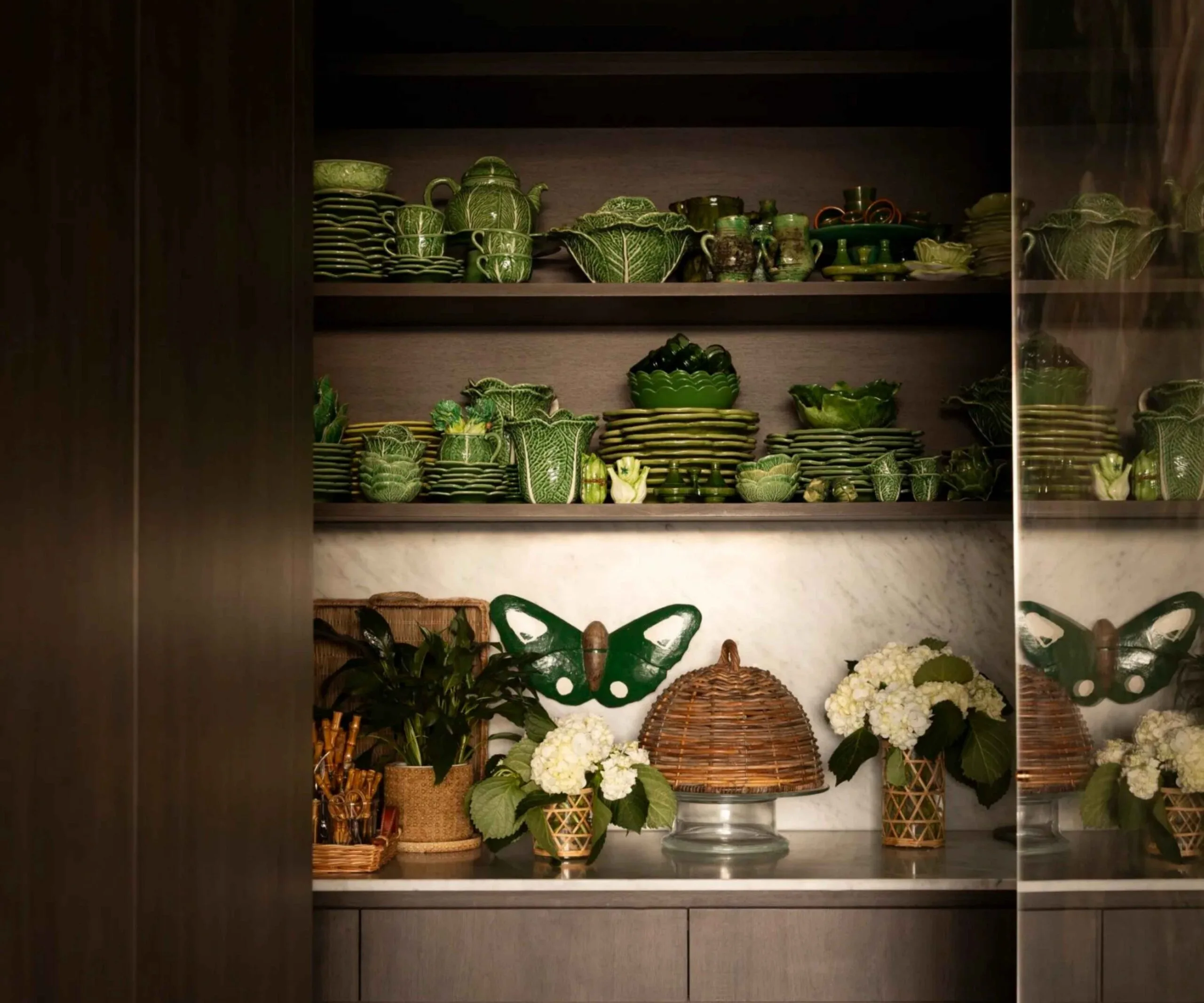 Green cabbageware on shelf for story about op-shopping and vintage treasures.