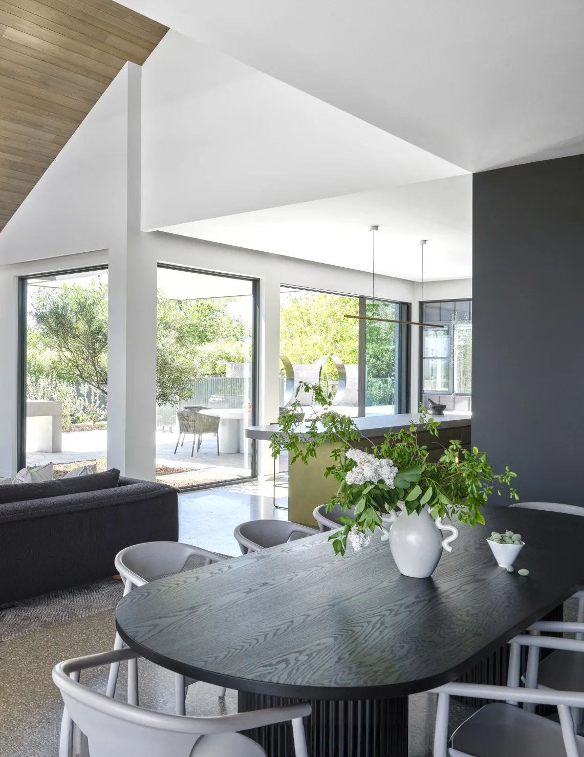 The dining room inside a home in Canberra. 