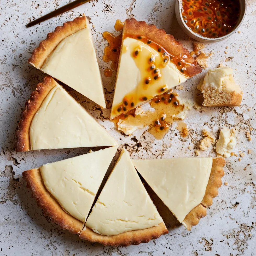 White chocolate ricotta brioche tart
