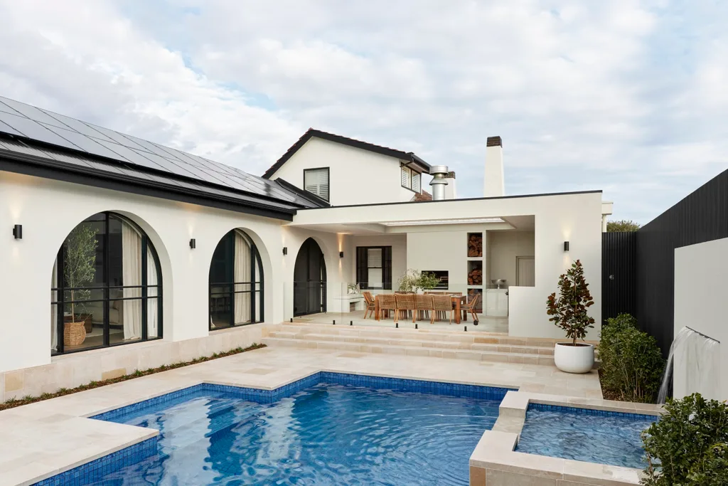 Alisa and Lysandra Brighton bungalow pool white house exterior