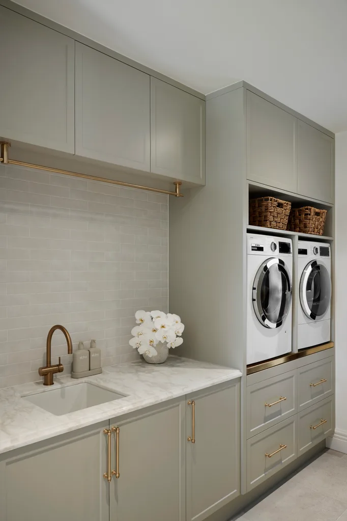 Alisa and Lysandra Brighton bungalow sage green laundry