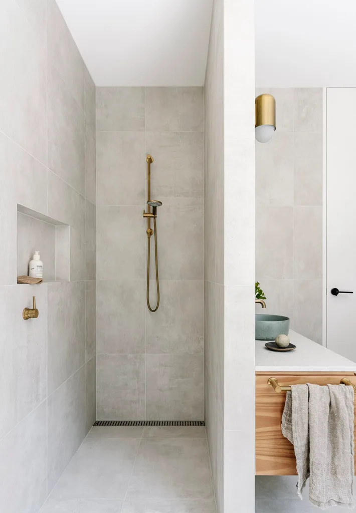 The shower inside a sustainable Melbourne home.
