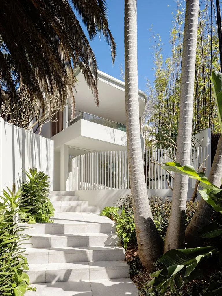 Darren Palmer's Bondi home from the outside with stairs