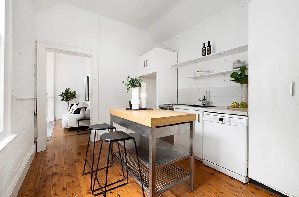 The kitchen inside Michael Hutchence's former Paddington cottage. 