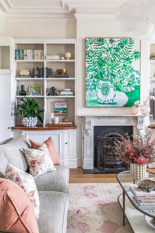 A pink living room in South Melbourne.