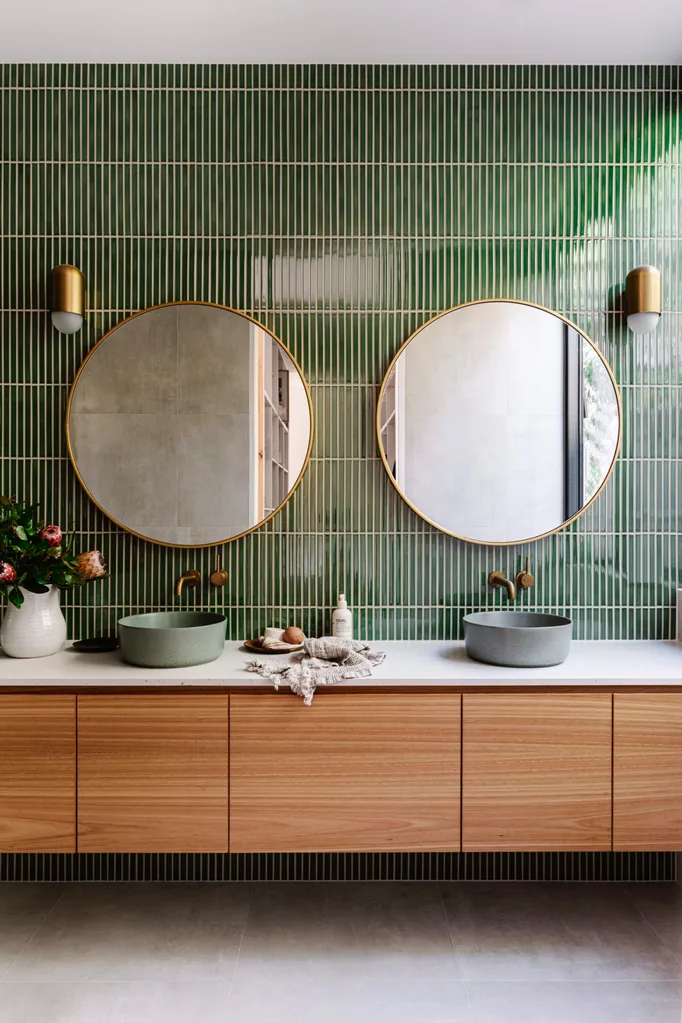 A green bathroom in a sustainable Melbourne home.