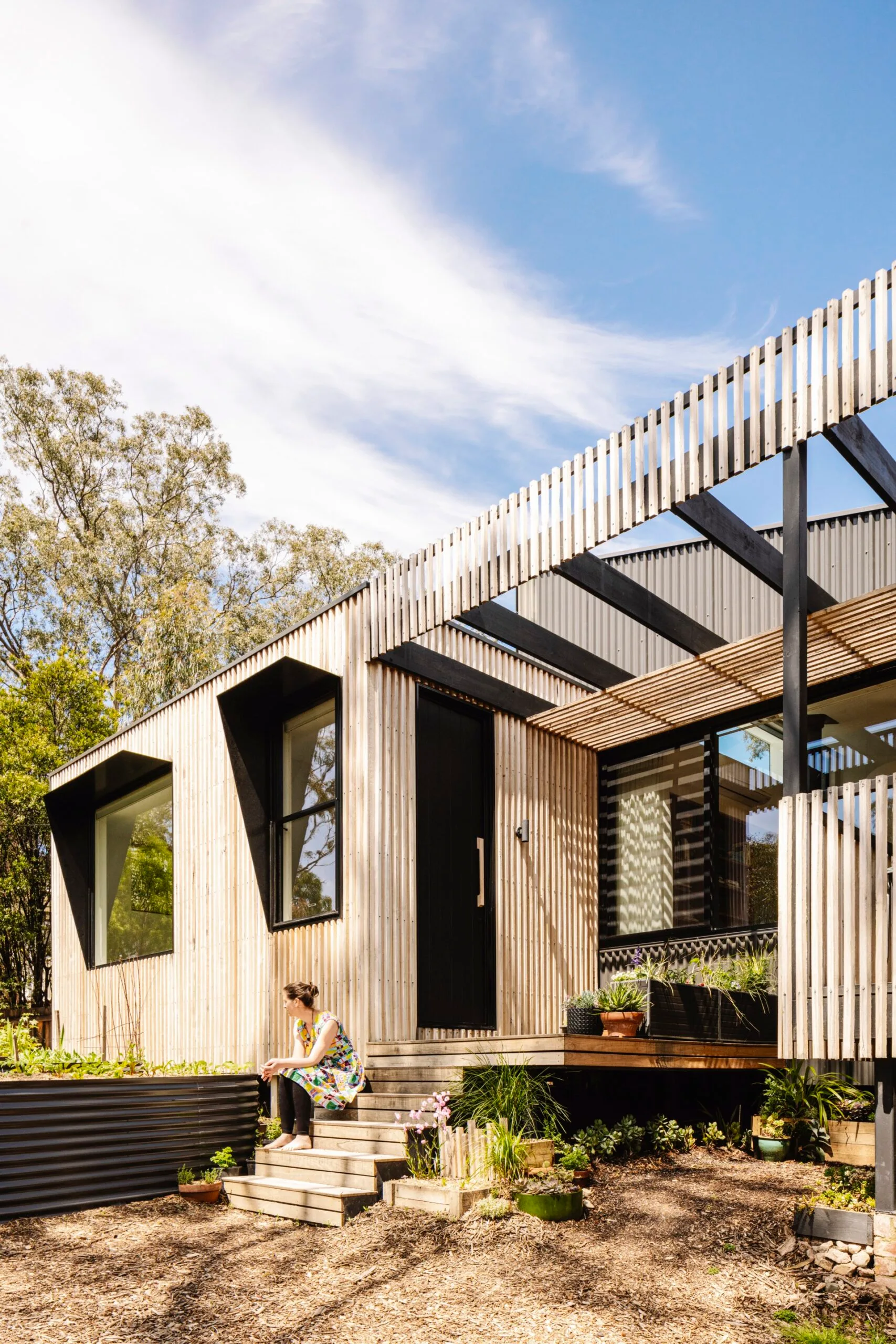 The outside of a sustainable Melbourne home. 
