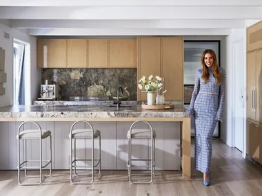 Bec Judd in the kitchen of her Arthurs Seat home