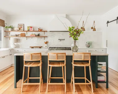 Kitchen with three stools