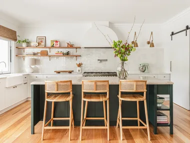 Kitchen with three stools