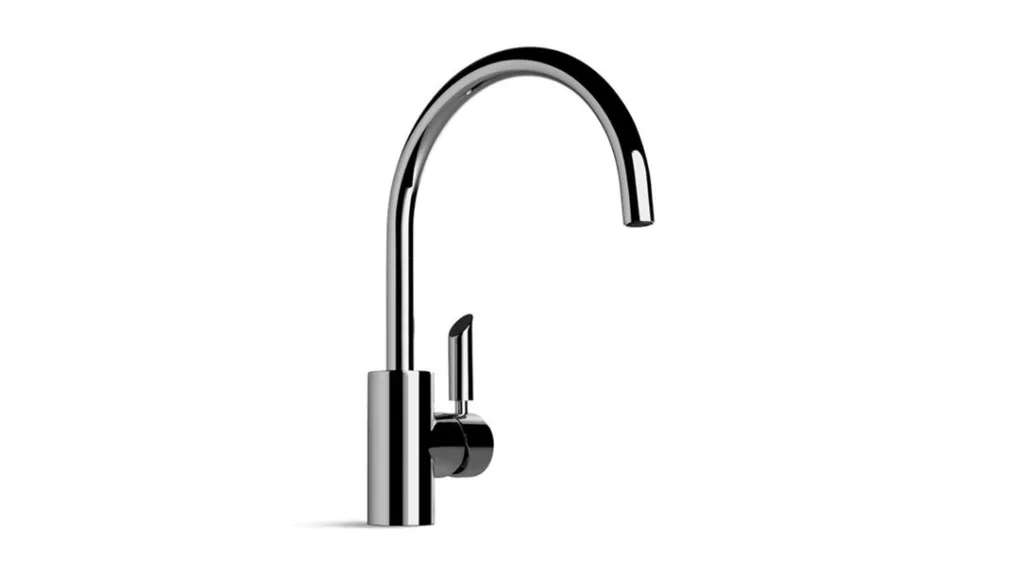 Gooseneck style kitchen mixer tap from Brodware in a durobrite chrome finish with a B lever.
