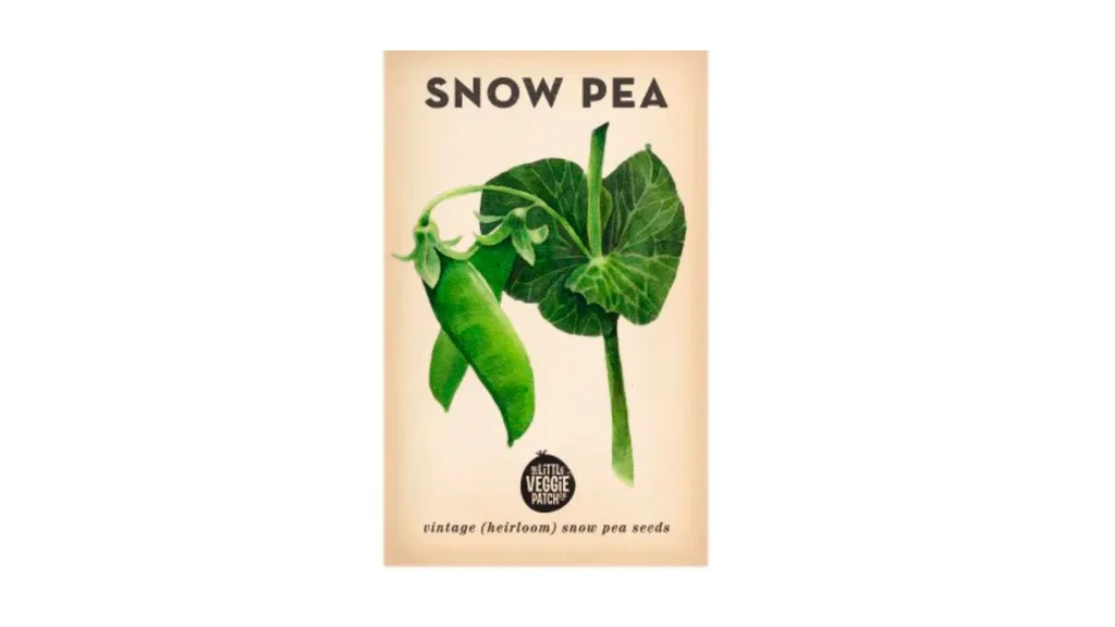 A packet of snow pea seeds.