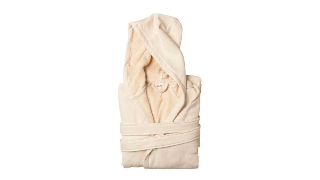 A cream toned bath robe made from Turkish cotton.