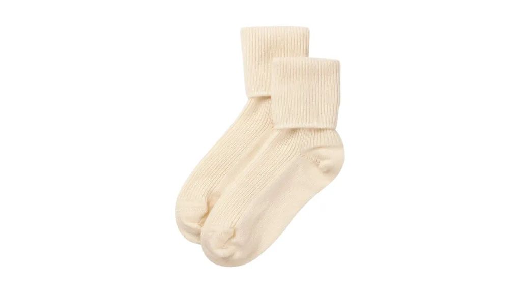 Cream coloured cashmere socks.