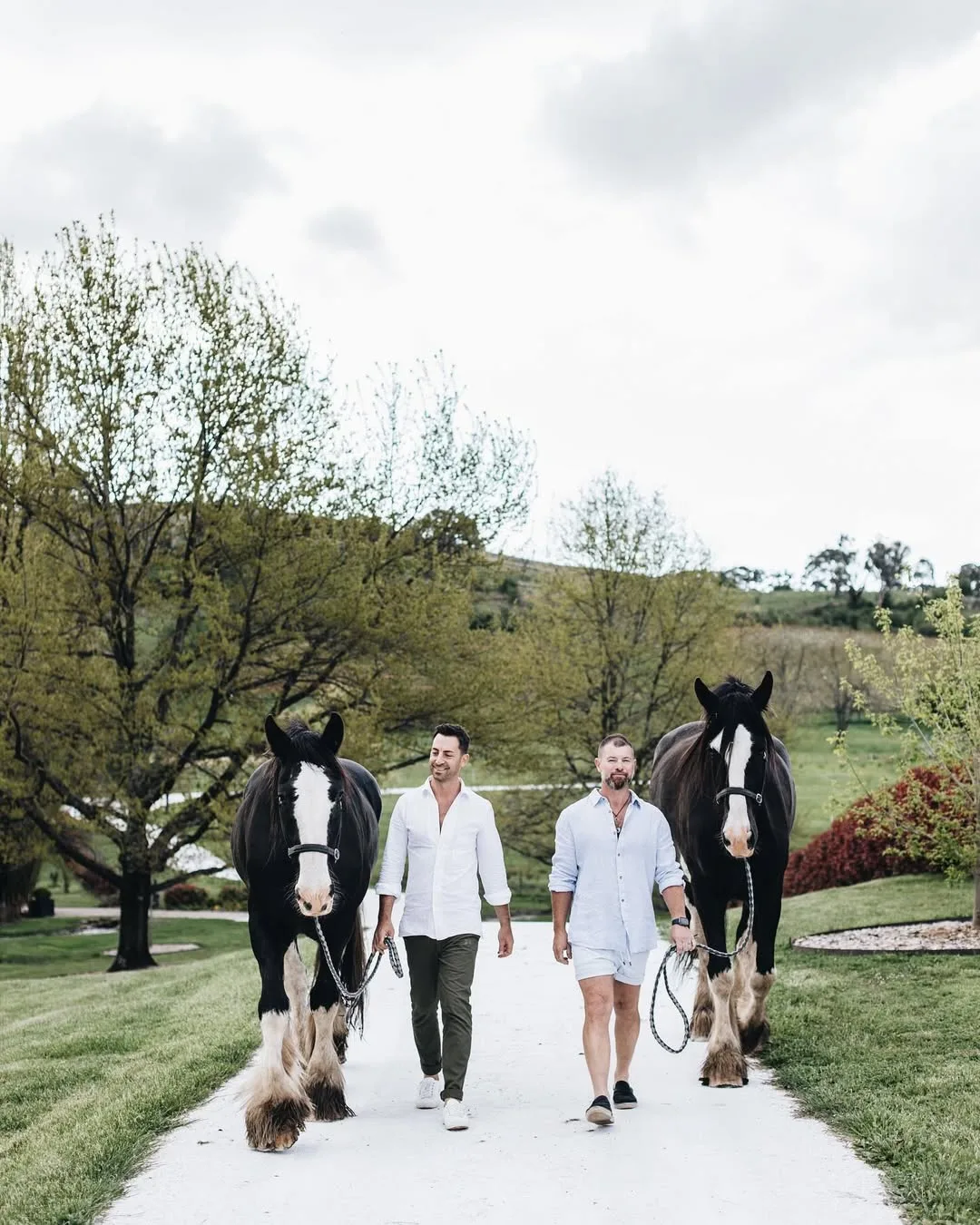 Steve Cordony and Michael Booth at Rosedale Farm with horses