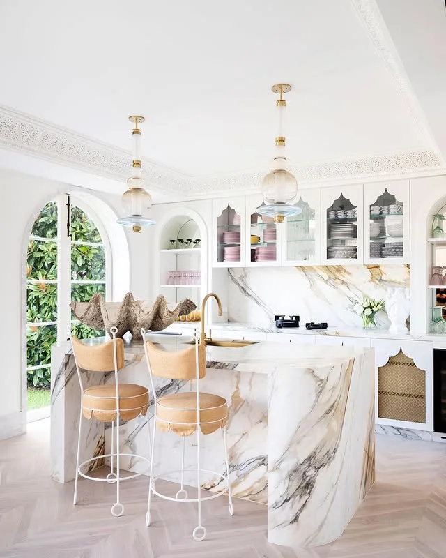 Victoria Montano's Moroccan and Mediterranean inspired marble kitchen