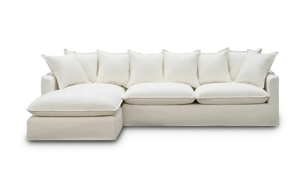 A white modular sofa with chaise from RJ Living.