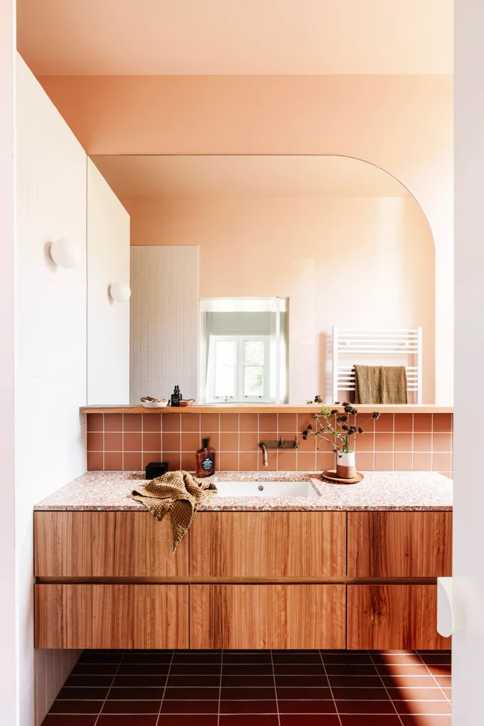 Clay tiled bathroom.