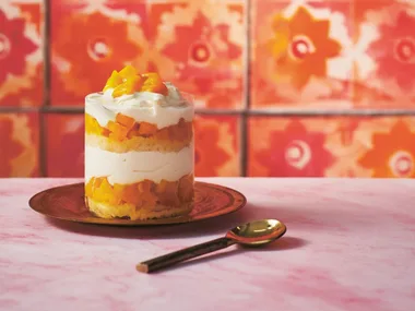 Lychee and mango trifles.
