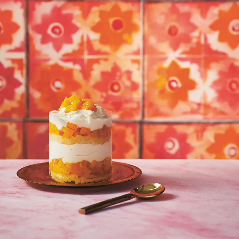 Lychee and mango trifles.