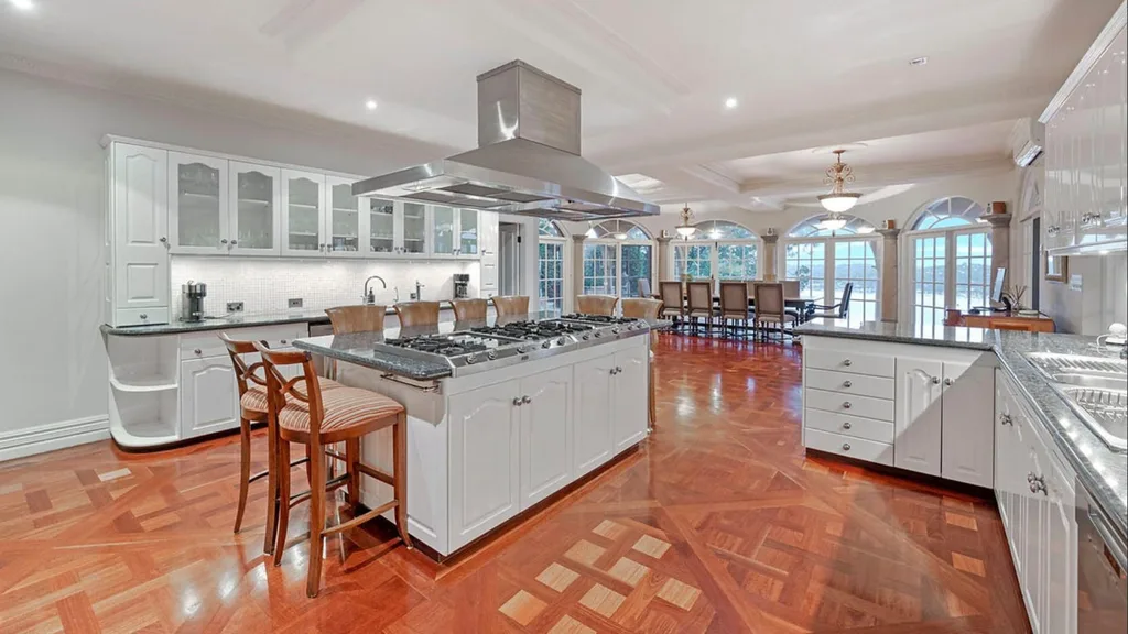 The kitchen inside the original bachelor mansion.