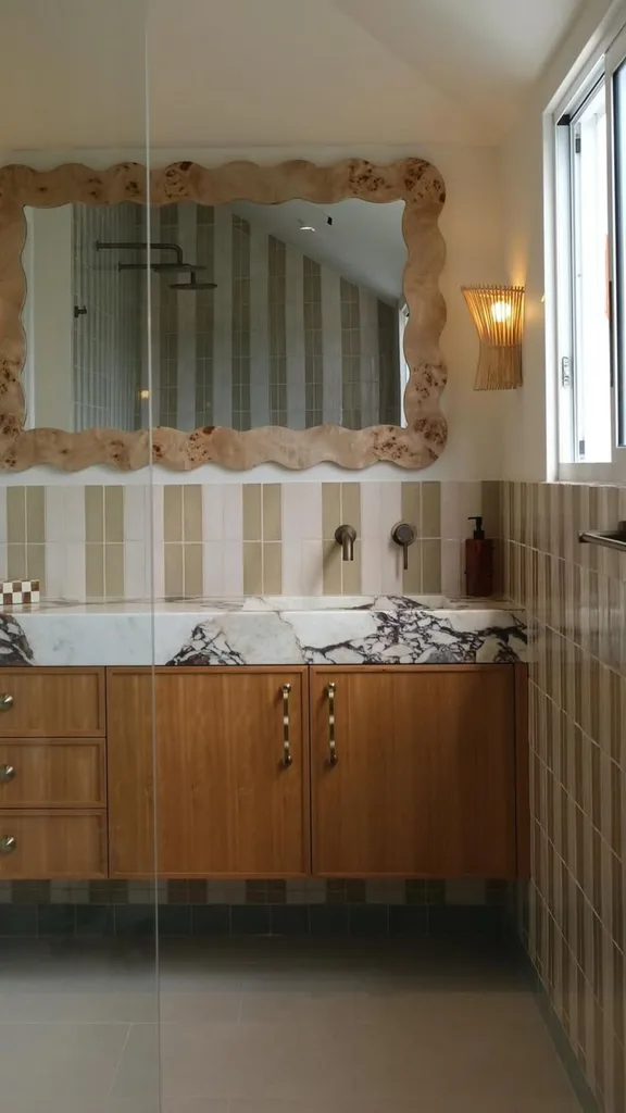 Matty J and Laura's striped bathroom.