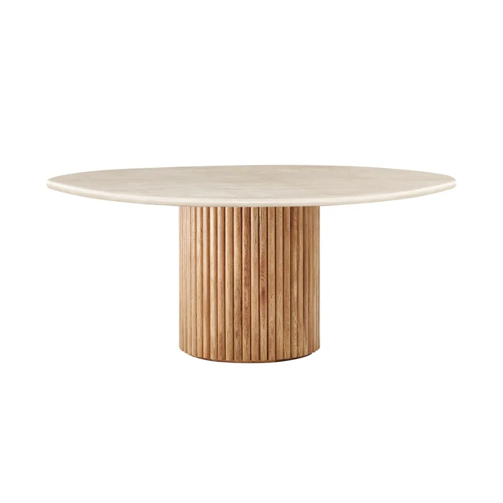 Travertine Round Dining Table