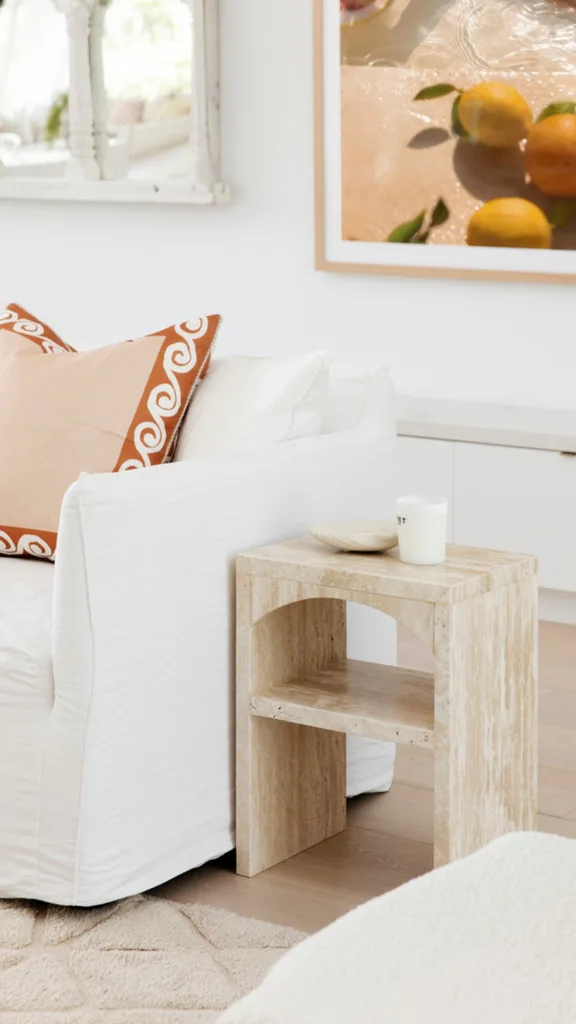 travertine side table