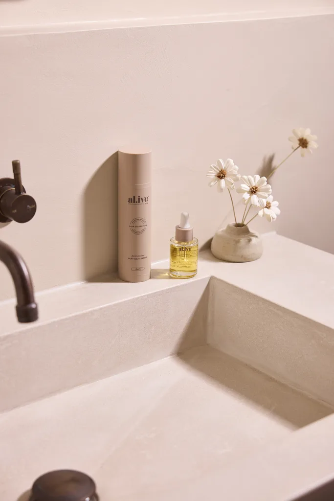 Alisa and Lysandra's new skincare line and vanity styling.