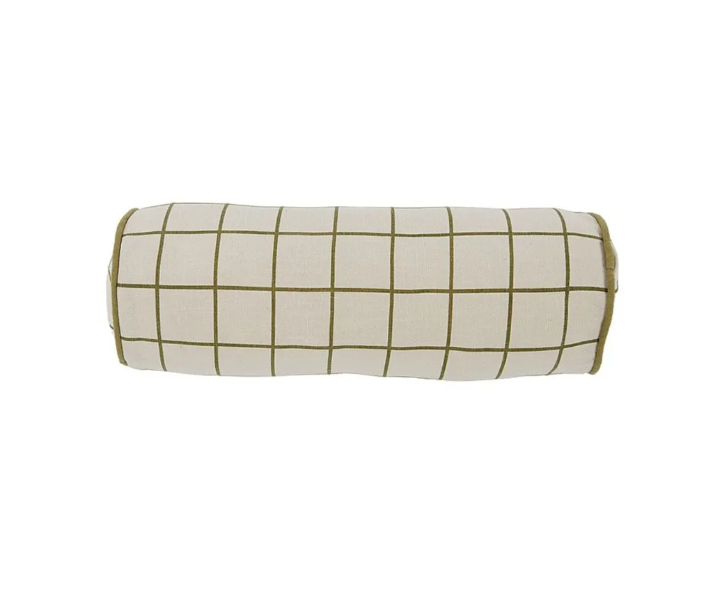 Green checkered bolster.