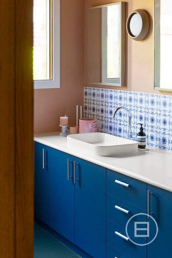 Chrissie Swan mid-century home renovation bathroom vanity